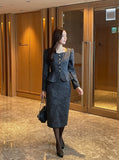 Kelberin Tweed Heart Neck Puff Short Jacket