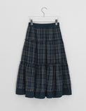 Jinz Check Frill Banding Long Skirt
