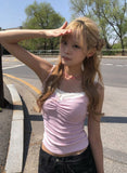 Essen Stripe Shirred Ribbon Lace Sleeveless