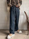 Coil wide raw denim pants