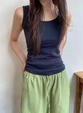 Duhin Basic Color Layered Round Sleeveless