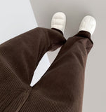 Golden corduroy velor fleece brushed long wide pants