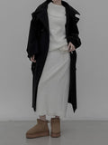 High-neck adjust double long coat