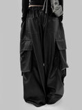 Leather cargo wide pants