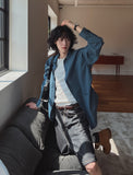 Pilen side shirring check shirt