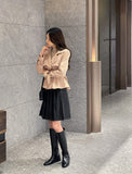 Elb Pleated Leather Culotte Skirt
