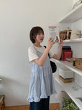 Sodel Summer Seersucker Check Sleeveless One Piece