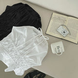 Summer Halterneck Back Ribbon Smocke Banding Sleeveless Blouse