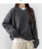 Wool Acrylic Blend V-neck Loose Fit Avant Knit