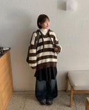 Hibonne brushed denim wide pants