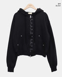 Ena Double Point Button Two-Way Hood Zip-Up