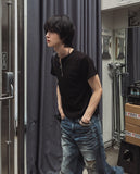 [LANARCH] Half Zip-Up Short Sleeve T-Shirt