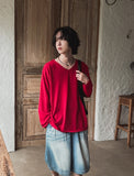 Bone linen V-neck knit