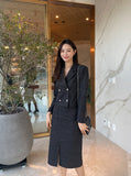 Elisa tweed slit skirt