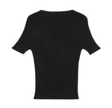 Flower Dot Embroidery Crop Short Sleeve Knit