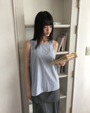 Romu Nylon Unbalanced Strap Ribbon Sleeveless Blouse