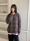 [UNISEX Wool 20] Tums Gradation Stripe Mohair Knit