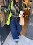 Hobe Jacquard Stripe Denim Wide Pants