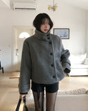 [wool 40%] Steen Alpaca High Neck Coat