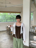 Yure Summer String Button Knit Hood Cardigan