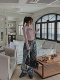 Heart Patch Washing Denim Pants