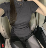 Luxurious Mood Half-Neck Span Slim Fit Short Sleeve T-shirt