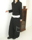 TIGLE RACE POCKET CARGO WIDE COTTON PANTS