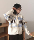 Nekan Nordic collar wood button knit cardigan