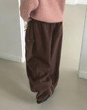 Pinky side snap bijou fleece wide pants