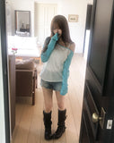 Soft Summer Raglan One-Shoulder Long Sleeve