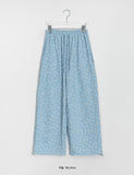 Manteo Seersucker Flower Banding Wide Pants