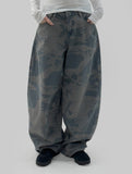 Camo wide denim pants