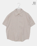 Copper linen overfit check shirt