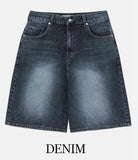 Wide bermuda denim