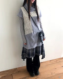 T-L Vintage Check Layered Midi Skirt