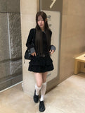 Rosin Color Matching Collar Button Slim Long Sleeve T-shirt