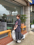 Sarin Check Frill Banding Long Skirt