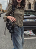 Zen Slim Fit Suede Cropped Shirt