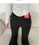 Raw Span Back Pocket Point Semi Bootcut Denim Pants