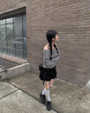 Reno Tiered Pleated Punching Mini Skirt