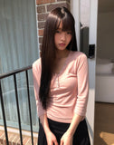 Havel Button V-Neck Long Sleeve T-Shirt