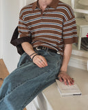 Bern Striped Collared Short Sleeve Knit