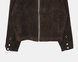 Artit Suede High Neck Studded Cut Long Sleeve Jacket