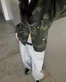 Camo Stud Pocket Two Way Hood Zip-Up