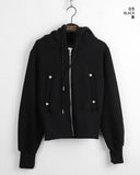 [Brushed Lining] Mute Tto Slim Crop Long Sleeve Hoodie Zip Up