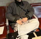 Leather detail Wool Ma-1