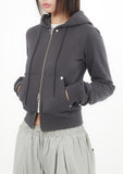 Eyelet 2-way short hood zip-up
