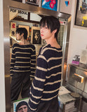 [LANARCH] Frayed Cable Stripe Sweater