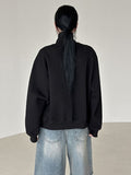Curved Rivet Two-Way Hooded Zip-Up