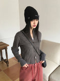 Monet Beads Ribbon Ballet Core Ribbed Beanie Hat